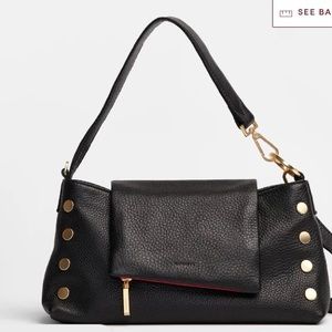 Hammitt VIP SATCHEL
Black/Brushed Gold Red Zip. (Barely/ gently used)